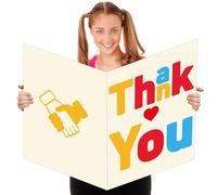 Jumbo Greeting Card with Envelope Giant Thank You Card Big Thank You Greeting Card Appreciation Huge Gratitude Card for Classroom Teacher New Year Christmas Birthday Gift Large 14 x 22 Inch