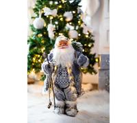 (Jumbo, Grey) Deluxe Standing Santa Claus Figure LED Xmas Decoration