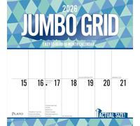Jumbo Grid Large Print | 2026 12 x 24 Inch (Hanging) Monthly Square Wall Calendar | Matte Paper and Foil Stamped Cover | Plato | Easy to See Large Font