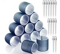 Jumbo Hair Curlers Rollers,24Pcs Big Hair Rollers Set with 12 Hair Curlers Self Grip Holding Rollers and 12 Stainless Steel Duckbill Clips for Long Medium Short Thick Fine Thin Hair Bangs Volume