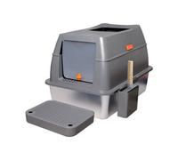 Jumbo Hooded Cat Litter Box Big Litter Tray Anti Leak Stainless