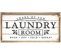 JUMBO HUMBLE Large Laundry Sign for Laundry Decor, Loads of Fun Laundry Room Wooden Sign, 24 x 12 Inches Wood Framed Farmhouse Laundry Room Wall Decor