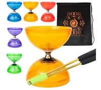 Jumbo Hurricane Pro Triple Bearing Clutch Diabolo Set with Aluminium 'Metal' Sticks, Diabolo String and Cascade Carry Bag (Orange with Gold Handsticks)