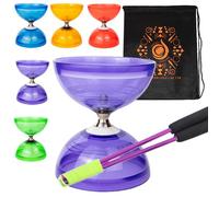 Jumbo Hurricane Pro Triple Bearing Clutch Diabolo Set with Aluminium 'Metal' Sticks, Diabolo String and Cascade Carry Bag (Purple with Purple Handsticks)