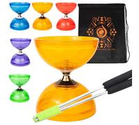 Jumbo Hurricane Pro Triple Bearing Clutch Diabolo Set with Aluminium 'Metal' Sticks, Diabolo String and Cascade Carry Bag (Orange with Silver Handsticks)
