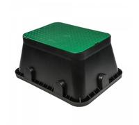 Jumbo Irrigation Valve Box 640 x 500 x 300 mm - Underground Access Box with Green Lid for Solenoid Valves, Manual Valves and Water Meter - UV Weather Resistant - Fits Up To 6 Valves In One Line