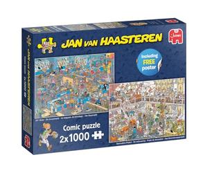 Jumbo Jan Van Haasteren DIY Shop and Renovation Project - Set of 2 Large Jigsaw and Poster, Comic Puzzles for Adults, 100% Recycled Cardboard, 68 x 49 cm, 2 x 1000 Piece