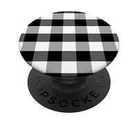 Jumbo Jet Black Gingham Check Square Pattern PopSockets PopGrip: Swappable Grip for Phones & Tablets
