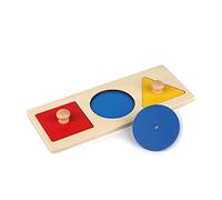 Jumbo Knob Shape Sorter with 3 Geometric Pieces, Montessori Early Learning Toy for Shape & Color Recognition, Sensorial Skill Development for Toddlers and Preschool Children