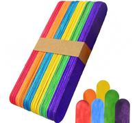 Jumbo Lolly Sticks for Craft - 50 Large Coloured Lollipop Sticks for Crafts, Wooden, 150mm
