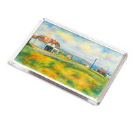 JUMBO MAGNET - Stores & Cafe, Showing St Ives Bay, Hayle - Vintage Art Style