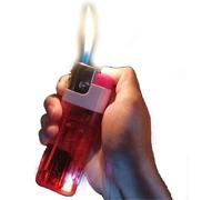 Jumbo Multipack Assorted Colour Lighters with Oil Window Large Capacity Refillable Butane Cigarette Lighter Extra Long Super Durable for Candle Camping Stove Gift(Red)