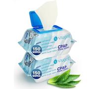 Jumbo Pack CPAP Mask Wipes by Snugell (150 Wipes/pack) - Unscented - Perfect for Travel - For Cleaning CPAP Mask and Devices - Unscented - Skin Safe with Aloe Vera - Lint & Alcohol Free (300)