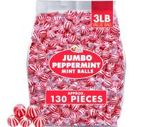 Jumbo Peppermint Balls - 3 Pounds - Christmas Mint Candies - Holiday Red and White Candy - Large Xmas Candies - Bulk Individually Wrapped Hard Candy