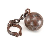 Jumbo Plastic Ball & Chain - 1 Pc, Realistic Design Costume Accessory, Perfect for Halloween, Pirate Themed Parties & More, Grey, Brown Halloween Halloween