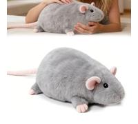 Jumbo Rat Plush, Chonky Rat Plush, Weighted Mouse Stuffed Animal, Cute Plushies Soft Mouse Pillow Toy, Realistic Cute Rats Pillow for Kids, Super Soft Chubby (Grey,35cm/13.8 Inches)
