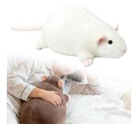 Jumbo Rat Plush Pillow, Soft Stuffed Animal Cute Chubby Mouse Plush for Bed, Sofa, and Room Decor white 40cm