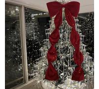 Jumbo Red Velvet Bow, 6Ft Christmas Tree Bows Large, Large Christmas Tree Topper Bow, Big Reds Burgundy Velvet ChristmasBow, Gaints Christmas Front Door Velvet Bows Decorations for Tree Topper (Red)