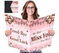 Jumbo Retirement Card for Signing, Large Farewell Cards for Coworker Leaving, Rose Gold Signature Guest Book, Big Giant Good Luck Goodbye Card, We Will Miss You Cards for Friends Teacher Graduation