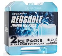 Jumbo Reusable Ice Packs for Cooler with Handle (2 Pack) Long Lasting Coolness, BPA Free, Freezer Packs for Extended Cooling | Cooler Ice Packs for Camping, Fishing, Hiking, Beach