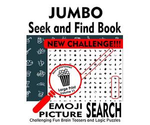 JUMBO S nd Find Book - Emoji Search - Picture Search: Challenging Fun Brain Teasers and Logic Puzzles - New Challenge - A fun twist on word search puzzles.