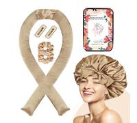 Jumbo Satin Heatless Curler Set 7pcs with Bonnet & Clips, For Big Voluminous Waves Overnight Sleeping No Damage Hair Styling Tools Long Hair Friendly Naturally Fluffy