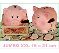 Jumbo Savings Pig Lucky Pig XXL 21X16Cm Savings Box Hammer Fence Straw