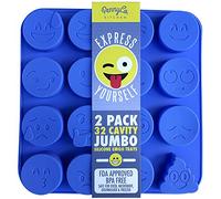 Jumbo sized emoji Moules en silicone pour la cuisson Chocolat Candy Cookies Savon Glace par Pennyco de cuisine - 32 cavité Lot de 2 Lot