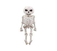 Foil Balloon Skeleton XXL Cream-Black - Approx. 46 x 129 cm Inflated, Air Filling, Reusable, Includes Straw, Halloween Decoration Balloon Large, Scary Party, Standing Skeleton Balloon