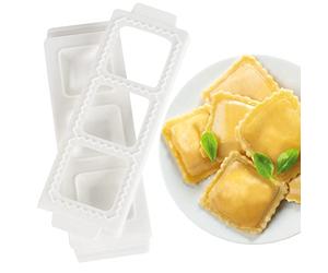 Jumbo Square 2" Ravioli Molds- Homemade Filled Pasta Maker- 2 Piece Tray & Press makes 3 Raviolis or Pastry at a Time, Easy to Use & Clean- Gift for Italian Dinner Pasta Night, Date Night Cooking
