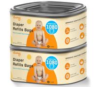 Jumbo Square Diaper Bags Refill Compatible with Diaper Genie Classic/Compact/Select Pails, Holds up to 1080 Newborn-Sized Diapers, Odor Control & Durable Disposal Refill, Plant Scented, Pack of 2