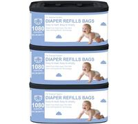 Jumbo+ Square Refills Disposal Bags Refill Compatible with Diaper Genie Compact, Classic and Select Pails,Hold Up to 1080 Newborn-Sized Diapers Per Refill,3 Packs
