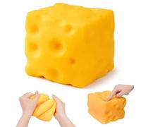 Jumbo Squishy Cheese - 4.3In Giant Cheese Squishy Toy for Stress Relief, Extra Large Cheese Block, Squeeze Cheese Squishy, Soft Squishy Cheese Cube, Fun Gift for All Ages (Square)