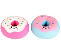 Jumbo Squishy Donut Toy, 15 cm, Super Soft Sensory Play, Cute Face Design, 2 Neon Colours, Ages 3+ - 1 colour sent at random