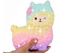 Jumbo Squishy ,Rainbow Jumbo Sheep Alpaca Squishies Slow Rising Squeeze Scented Charms Kawaii Stress Relief Animal Toys for Kids Adults Stress Time Kill Toys