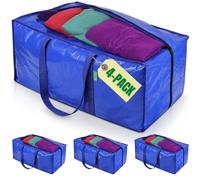 Jumbo Storage Bags for Clothes with Strong Handles & Sturdy Zipper (4-Pack), Heavy-Duty Moving & Storage Bags, Best Packing Supplies for Clothing - XL Space Saving Bags, Alternative to Wardrobe Boxes