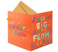 Jumbo Thank You Card, 15.75x10.63in Large Appreciation Greeting with Envelope Big Leaving Gift Oversized Farewell Card for Teacher Boss Friends (Orange)