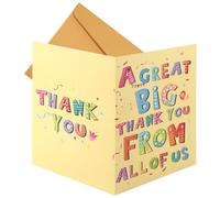 Jumbo Thank You Card, 15.75x10.63in Large Appreciation Greeting with Envelope Big Leaving Gift Oversized Farewell Card for Teacher Boss Friends (Yellow)