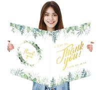 Jumbo Thank You Cards with Envelope 14 x 22 Inch Greenery Big Appreciation Greeting Cards Large Giant Gratitude Card for Baby Shower Wedding, Group Team Gift for Boss Teacher Couch Employee Nurse