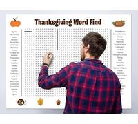 Jumbo Thanksgiving Word Search Poster 36"x24", Giant Wall Game, Poster Size Thanksgiving Christmas Activity, A Fun Interactive Experience, Activity Posters Game for Families (A)