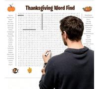 Jumbo Thanksgiving Word Search Poster, 36x24 Inch Giant Christmas Holiday Wall Game for Family Parties, Large Themed Words Find Puzzle Fun Interactive Experience for Adults(2PCS-Thanksgiving)