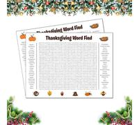 Jumbo Thanksgiving Word Search Poster - Giant 36"x24" Wall Game, Fall Harvest Word Search Puzzle Poster, Large Holiday ActivityPoster - for Christmas Parties & Thanksgiving (Thanksgiving*2)
