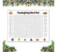 Jumbo Thanksgiving Word Search Poster - Giant 36"x24" Wall Game, Fall Harvest Word Search Puzzle Poster, Large Holiday ActivityPoster - for Christmas Parties & Thanksgiving (Thanksgiving)