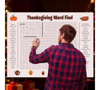 Jumbo Thanksgiving Word Search Poster, Giant 36"x24" Wall Game for Families, Large Holiday Activity Posterfor Thanksgiving & Christmas Parties, Fun Interactive Classroom Game (Thanksgiving Poster)