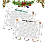 Jumbo Thanksgiving Word Search Poster, Giant 36"X24" Wall Game for Families, Large Holiday Puzzle Poster, Fun Interactive Activity for Thanksgiving & Christmas Parties Decoration(Mix*2)