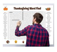 Jumbo Thanksgiving Word Search Poster, Giant 36"X24" Wall Game for Families, Large Holiday Puzzle Poster, Fun Interactive Activity for Thanksgiving & Christmas Parties Decoration(Thanksgiving*1)