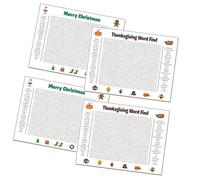 Jumbo Thanksgiving Word Search Poster, Giant 36"X24" Wall Game for Families, Large Holiday Puzzle Poster, Fun Interactive Activity for Thanksgiving & Christmas Parties Decoration(Mix*4)