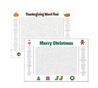 Jumbo Thanksgiving Word Search Poster - Giant 36"x24" Wall Game, Giant Word Search Poster, Fun-Filled 50 Words Find Puzzle Decoration for Family Holiday Party Activity (2PCS)