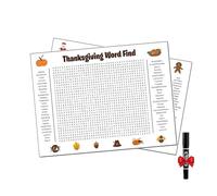 Jumbo Thanksgiving Word Search Poster, Giant 36"X24" Wall Game, Larger-Than-Life Christmas Word Search Puzzle Poster, Fun Interactive Classroom Game & Fall Decoration (01#+02#)