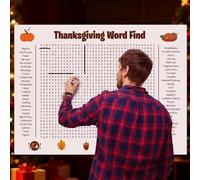 Jumbo Thanksgiving Word Search Poster, Giant 36"x24" Wall Game, Poster-Size Word Search, A Fun Interactive Experience Include 50 Words for Christmas Thanksgiving Family Holiday Party (Tks,1Pcs)